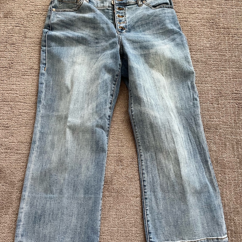 CAbi Palm Beach Cropped Wide Leg Jeans 10